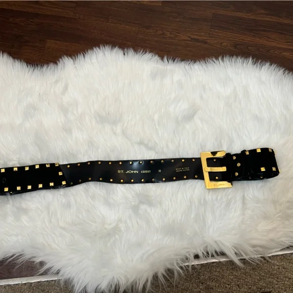 ST. JOHN Black and Gold Studded Belt - Picture 6 of 8